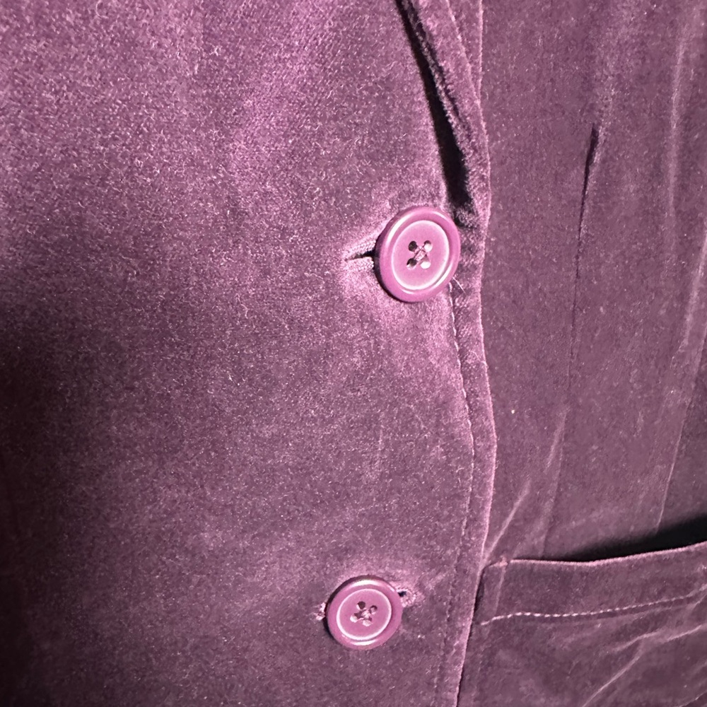 GAP Women's Rich Purple Velvet Velour Buttoned Blazer 8 - Picture 7 of 7